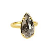 SIGNATURE PRONG RING WITH BLACK RUSTIC PEAR DIAMOND