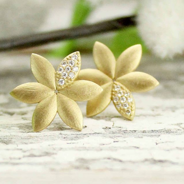 Beautiful Flower Star Blossom Diamond Long Earrings