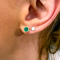 EMERALD BEZEL STUD EARRINGS