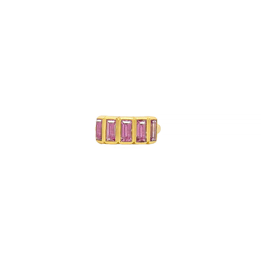 PINK SAPPHIRE GEO BAGUETTE EAR CUFF