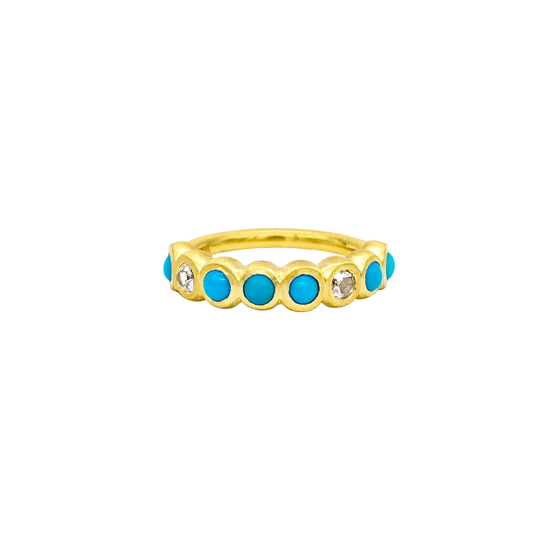 TURQUOISE AND ROSE CUT BEZEL BAND