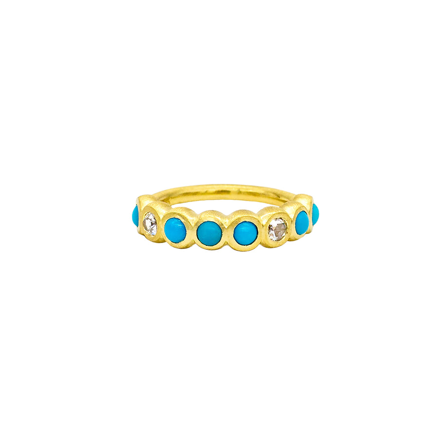 TURQUOISE AND ROSE CUT BEZEL BAND