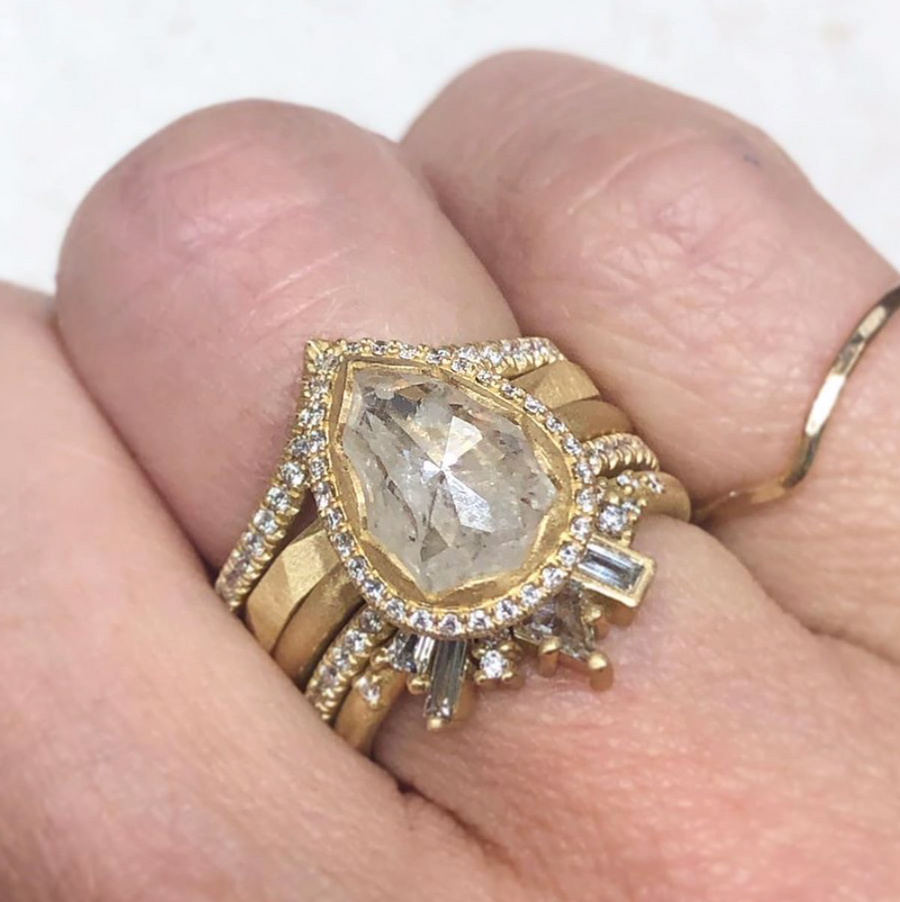 PETAL HALO RING WITH ICY PEAR DIAMOND