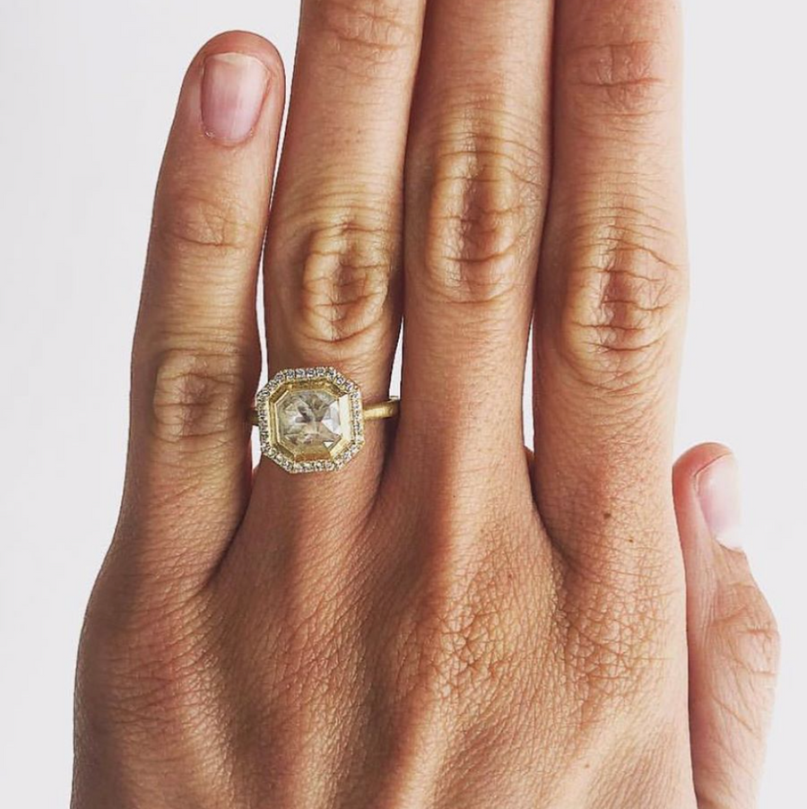 Asscher cheap halo ring